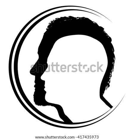 black and white vector silhouette man logo 