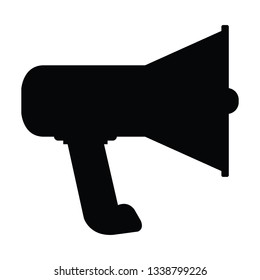 A black and white vector silhouette of a megaphone