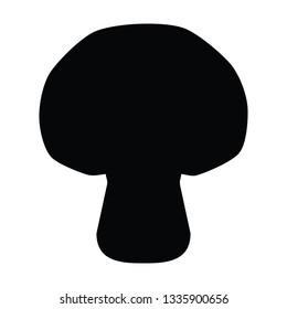 A black and white vector silhouette of a mushroom