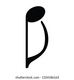A black and white vector silhouette of a musical note