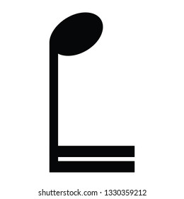A black and white vector silhouette of a musical note