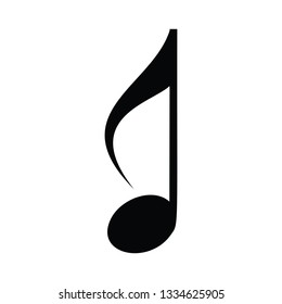 A black and white vector silhouette of a musical note