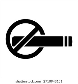 Silueta de Vector blanco y negro de un signo de no fumar que se encuentra típicamente en edificios públicos. Un cartel circular de no fumar con una silueta negra de cigarrillo. 