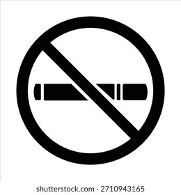 Silueta de Vector blanco y negro de un signo de no fumar que se encuentra típicamente en edificios públicos. Un cartel circular de no fumar con una silueta negra de cigarrillo. 