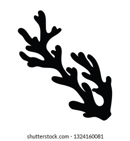 A black and white vector silhouette of a piece of seaweed