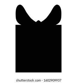 A black and white vector silhouette of a present with a bow