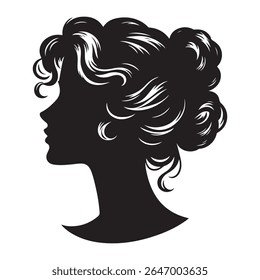 Uma silhueta vetor preto e branco de um design cameo romântico com charme vintage em um fundo branco.