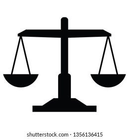 A black and white vector silhouette of a set of scales