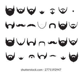 black and white vector silhouette set of beard