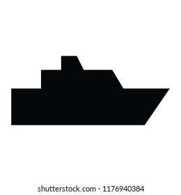 A black and white vector silhouette of a ship