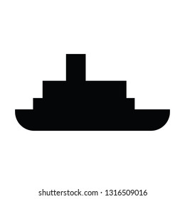 A black and white vector silhouette of a ship