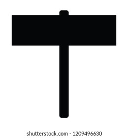 A black and white vector silhouette of a sign post