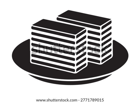 black and white vector silhouette of singapore kueh lapis sweets