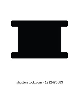 A black and white vector silhouette of a spool of thread