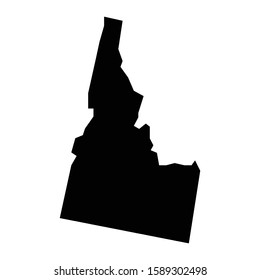 A black and white vector silhouette of the state of Idaho