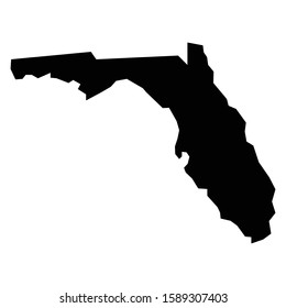 A black and white vector silhouette of the state of Florida