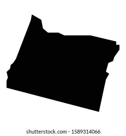 A black and white vector silhouette of the state of Oregon