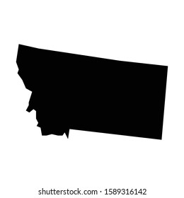 A black and white vector silhouette of the state of Montana