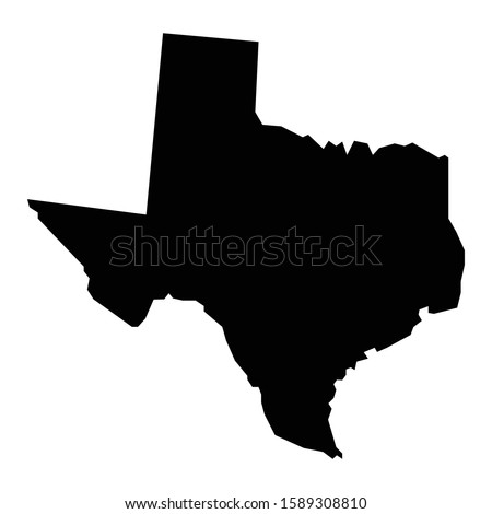 A black and white vector silhouette of the state of Texas