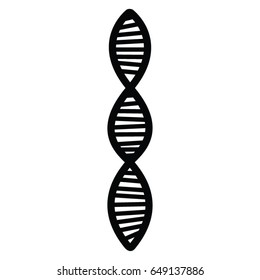 A black and white vector silhouette of a strand of DNA