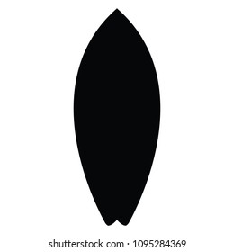 A black and white vector silhouette of a surfboard