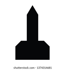 A black and white vector silhouette of a tower building