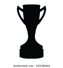 A black and white vector silhouette of a trophy