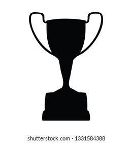 A black and white vector silhouette of a trophy