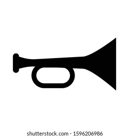 A black and white vector silhouette of a trumpet