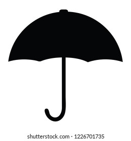 A black and white vector silhouette of an umbrella