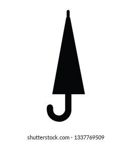 A black and white vector silhouette of an umbrella