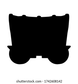 A black and white vector silhouette of a wagon