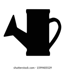 A black and white vector silhouette of a watering can