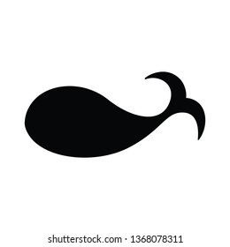 A black and white vector silhouette of a whale