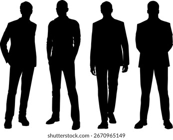Siluetas de Vector en blanco y negro de personas para recortar