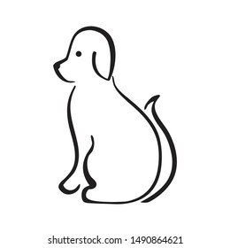 Black White Vector Sitting Dog Stock Vector (Royalty Free) 1490864621 ...