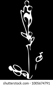 black and white vector sketch abstract flower