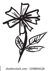Black and white vector sketch abstract flower