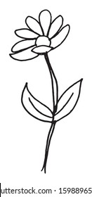 Black and white vector sketch abstract flower