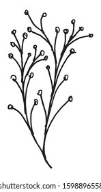 Black and white vector sketch abstract flower