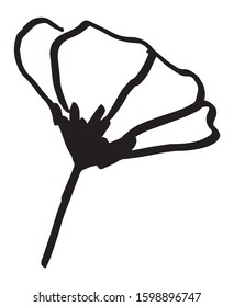 Black and white vector sketch abstract flower