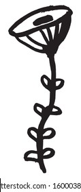 Black and white vector sketch abstract flower