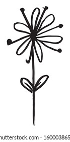 Black and white vector sketch abstract flower