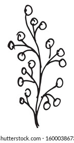 Black and white vector sketch abstract flower