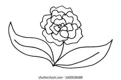 Black and white vector sketch abstract flower