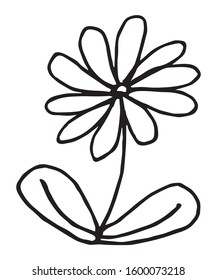 Black and white vector sketch abstract flower