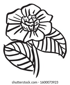 Black and white vector sketch abstract flower