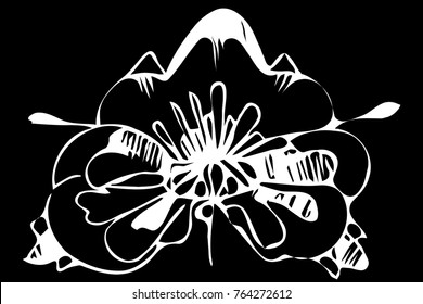 black and white vector sketch abstract flower
