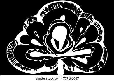 black and white vector sketch abstract flower