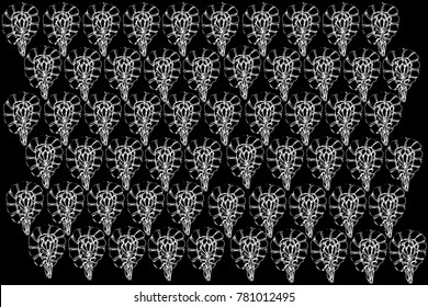 black and white vector sketch abstract flower